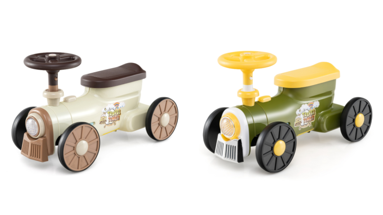 Costway Foot-to-Floor Push Car Ride-On Toy with Storage and Train Whistle Sound