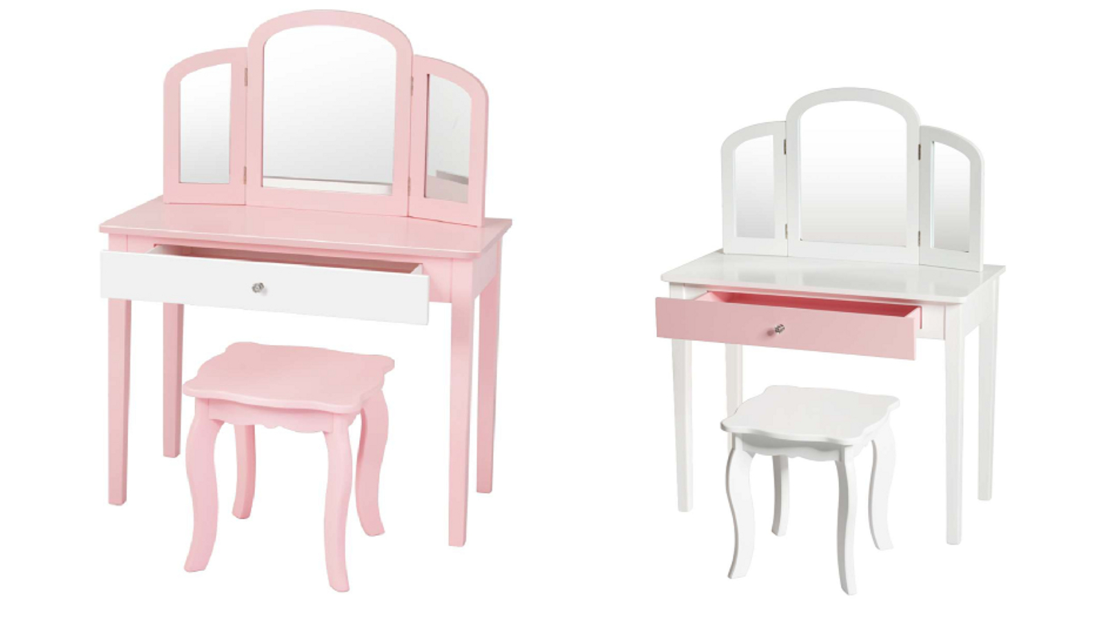 Costway Princess Folding Vanity Table Stool Set with Drawer