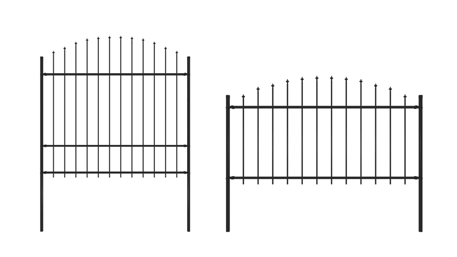 vidaXL Black Top Steel Garden Fence with Spear