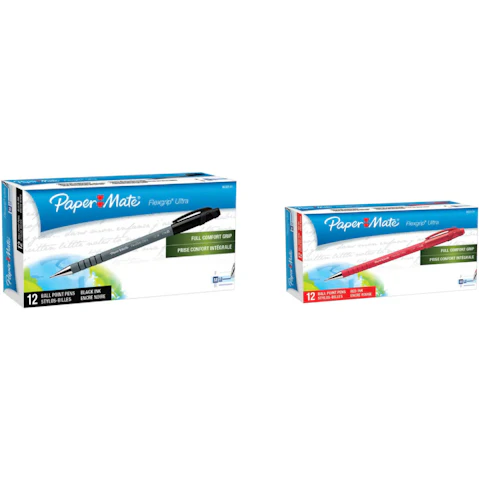 Papermate Pack of 12 Flexgrip Stick Medium Ballpoint Pen