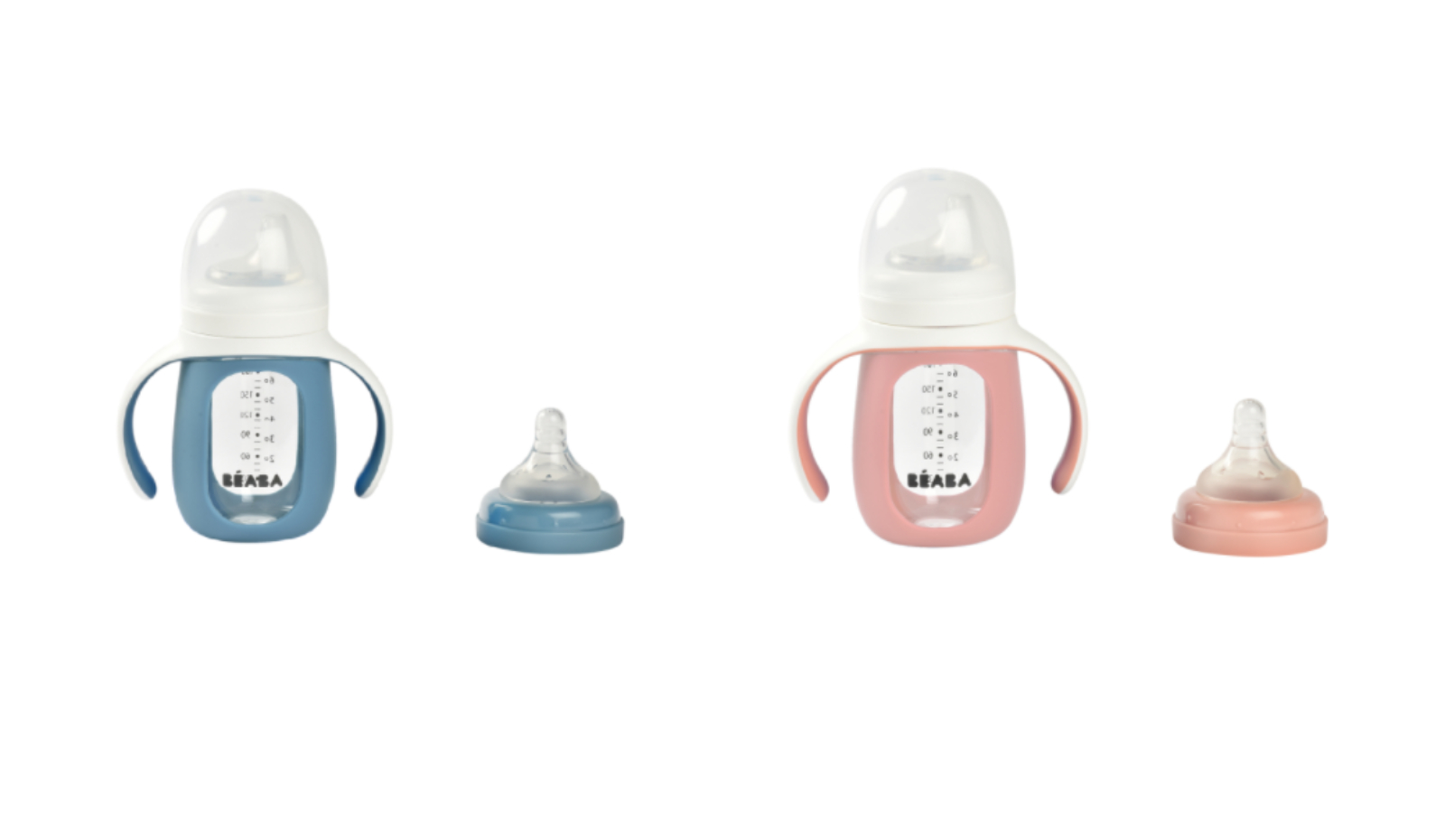 Beaba 210ml Glass Bottle with Silicone Protective Sleeve