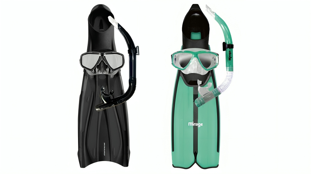 Mirage Barracuda Snorkel Mask and Fin Set with Tempered Glass Lens