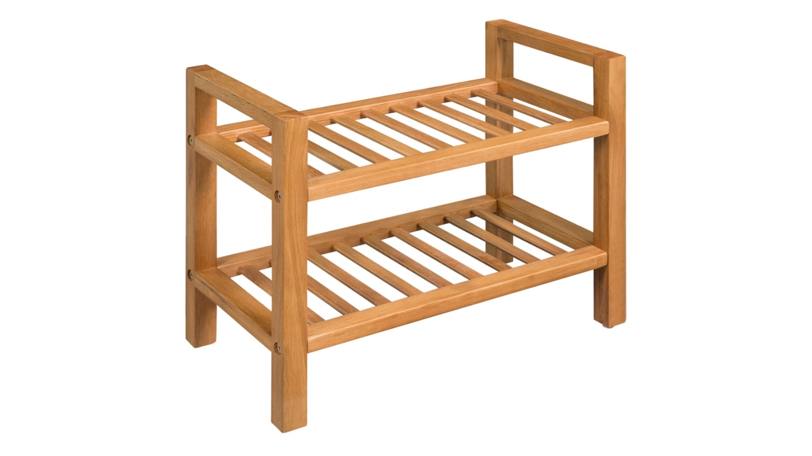 vidaXL Solid Oak Wood Shoe Rack with 2 Shelves - 50 x 27 x 40cm