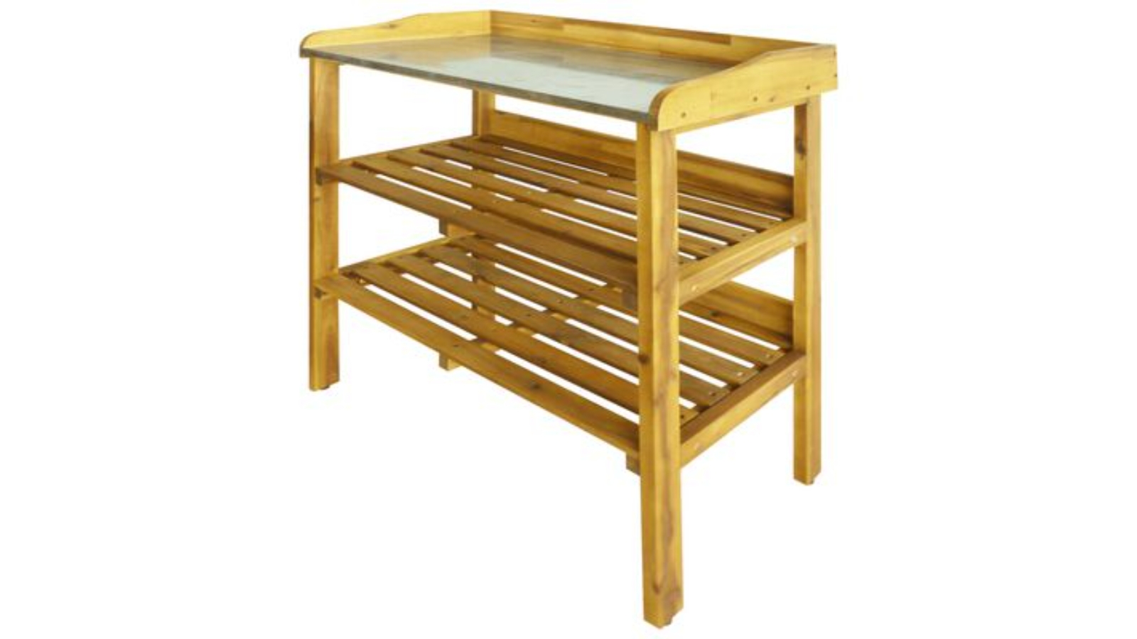 vidaXL Potting Bench with 2 Shelves Solid Acacia Wood and Zinc