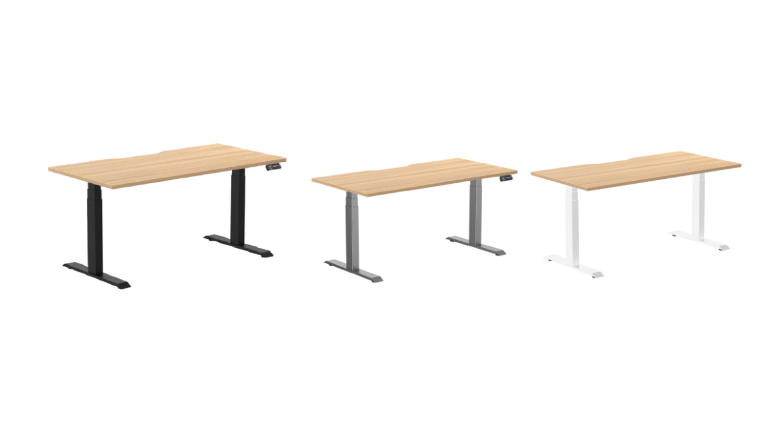 Desky Sublime Teak Dual Scalloped Melamine Sit Stand Desk