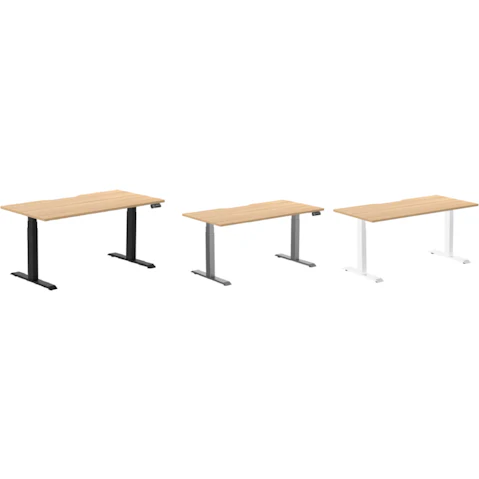 Desky Sublime Teak Dual Scalloped Melamine Sit Stand Desk