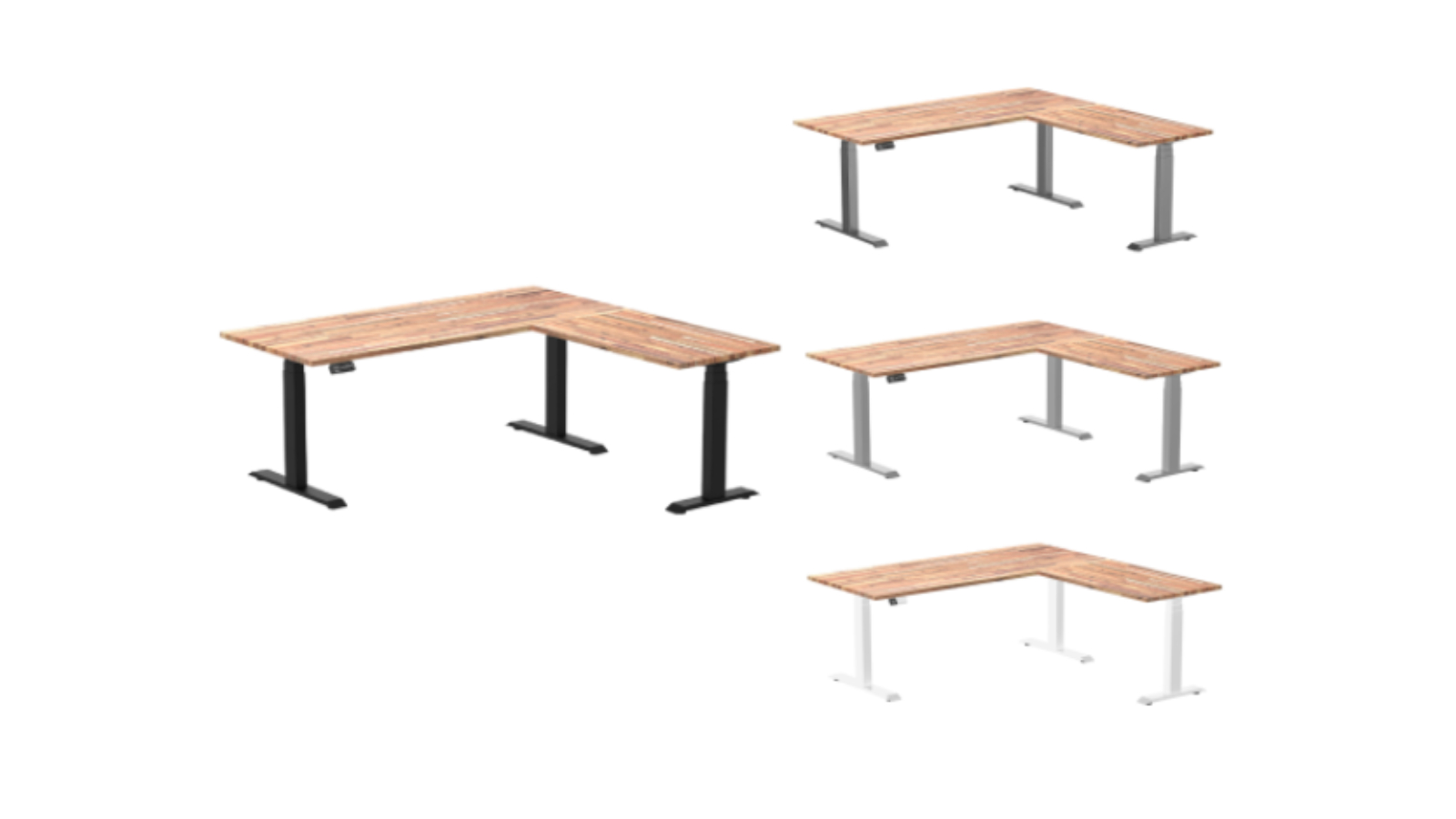 Desky Acacia Softwood L-Shape Sit Stand Desk