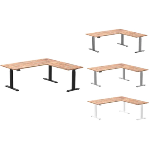 Desky Acacia Softwood L-Shape Sit Stand Desk