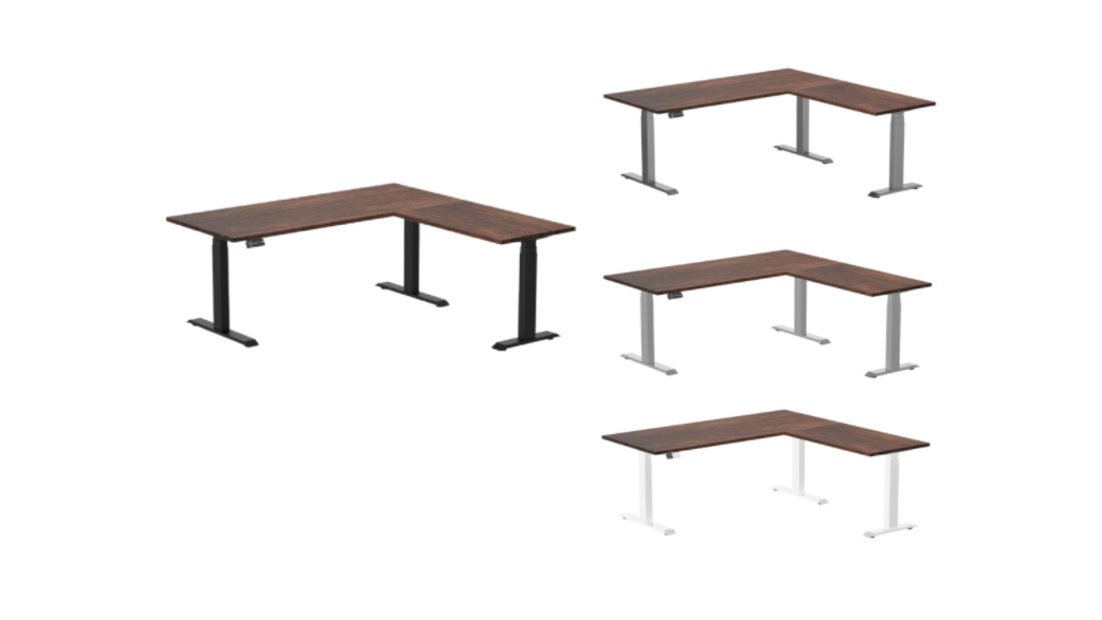 Desky American Rustic Pine Softwood L-Shape Sit Stand Desk