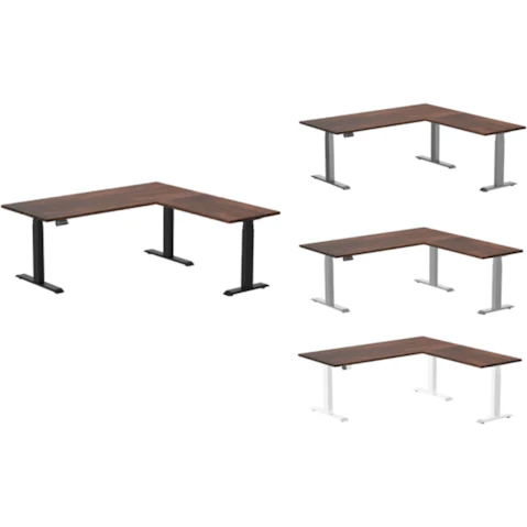 Desky American Rustic Pine Softwood L-Shape Sit Stand Desk