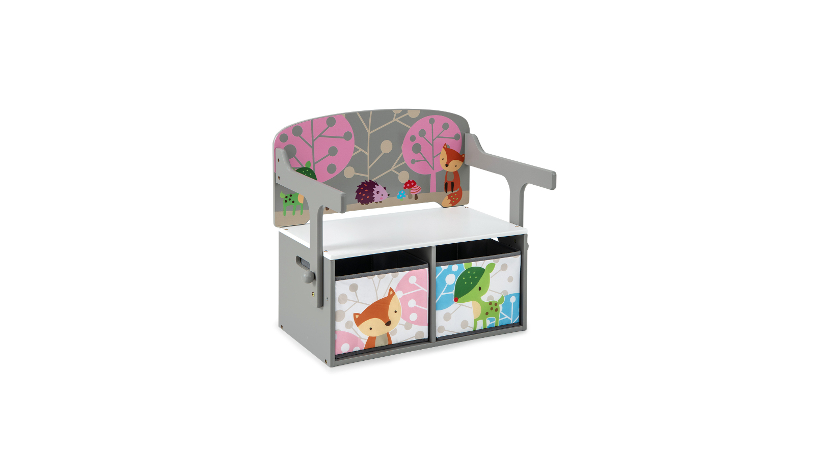 Costway 3-in-1 Convertible Table and Chair Set with Fabric Drawer - Grey