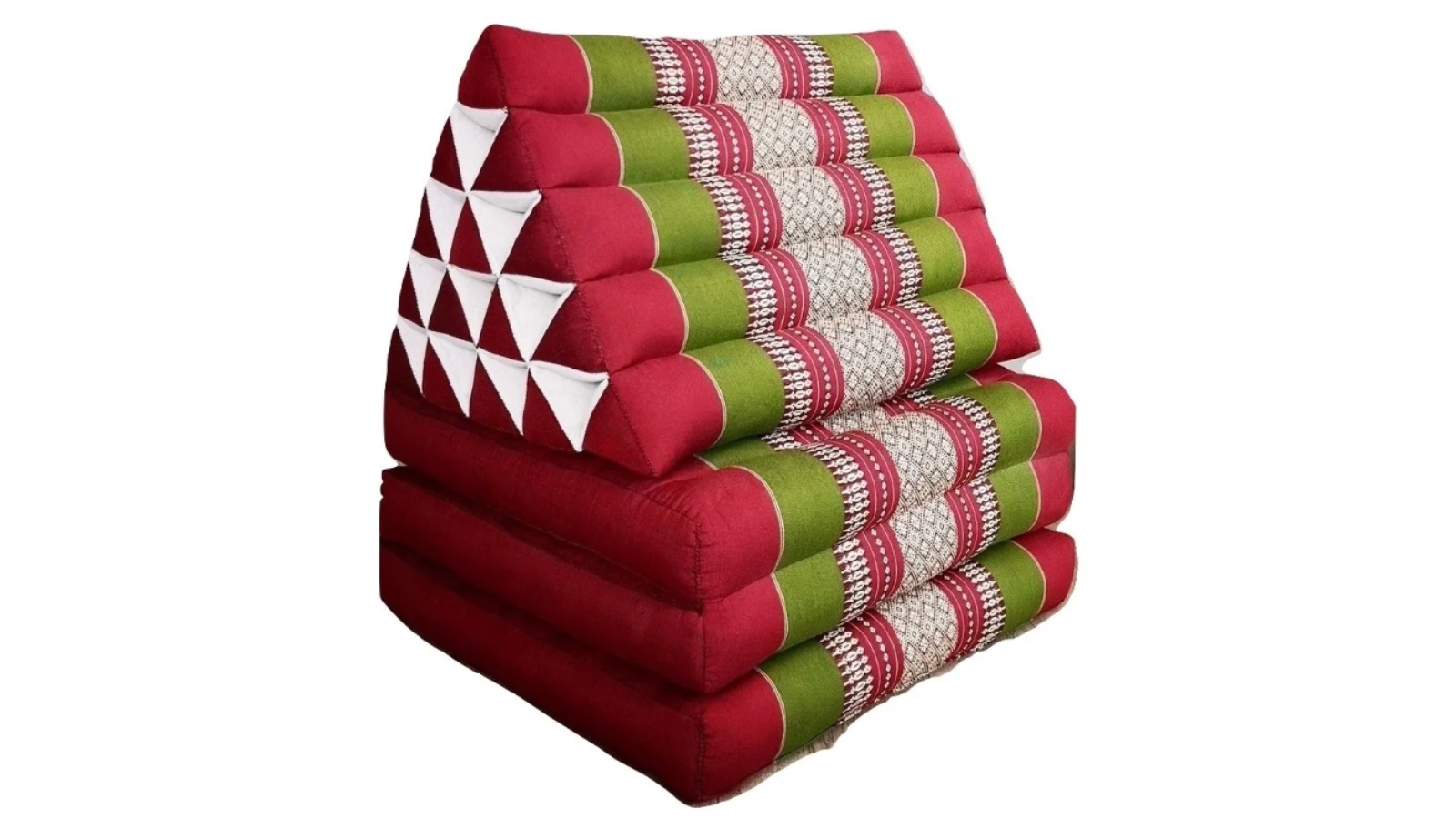 Mango Trees Jumbo 3-Fold Thai Triangle Day Bed Cushion - Red/Green