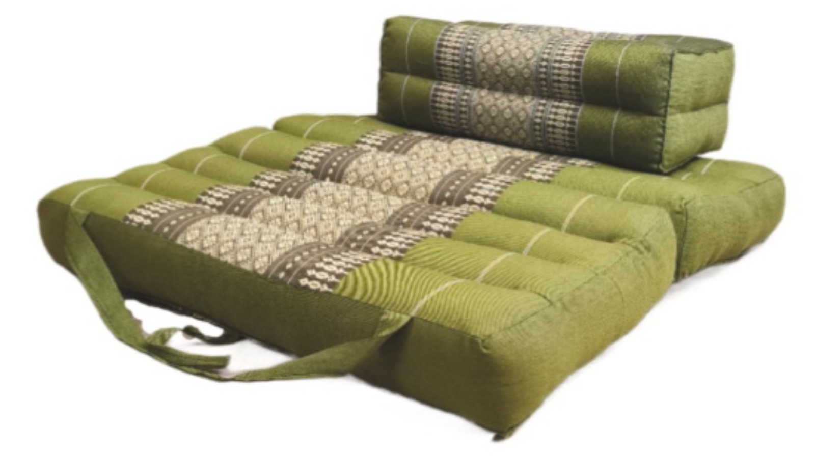 Mango Trees Handmade Kapok Meditation Cushion and Seating Block Set - Green