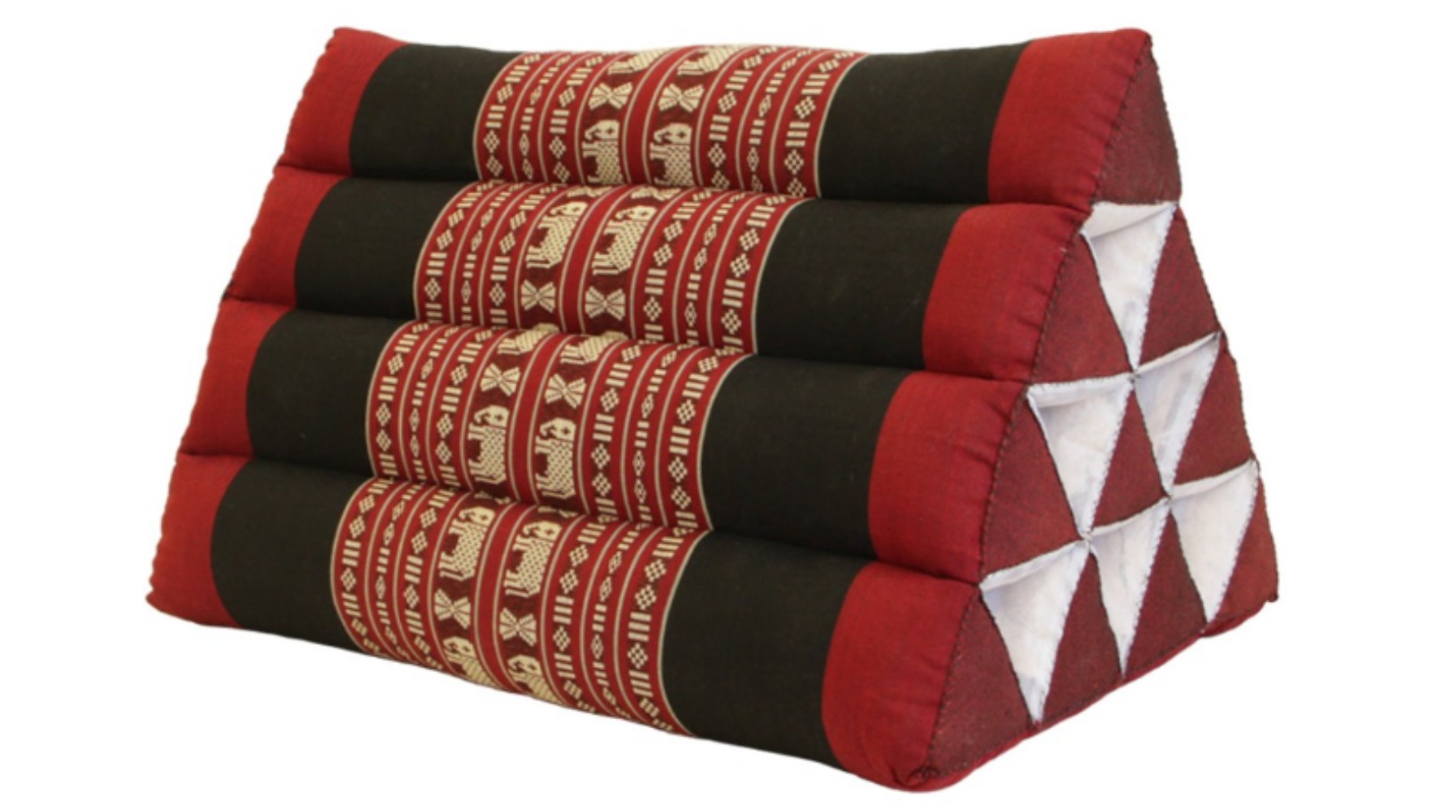 Mango Trees Thai Triangle Kapok Fill Backrest Cushion - Black/Red