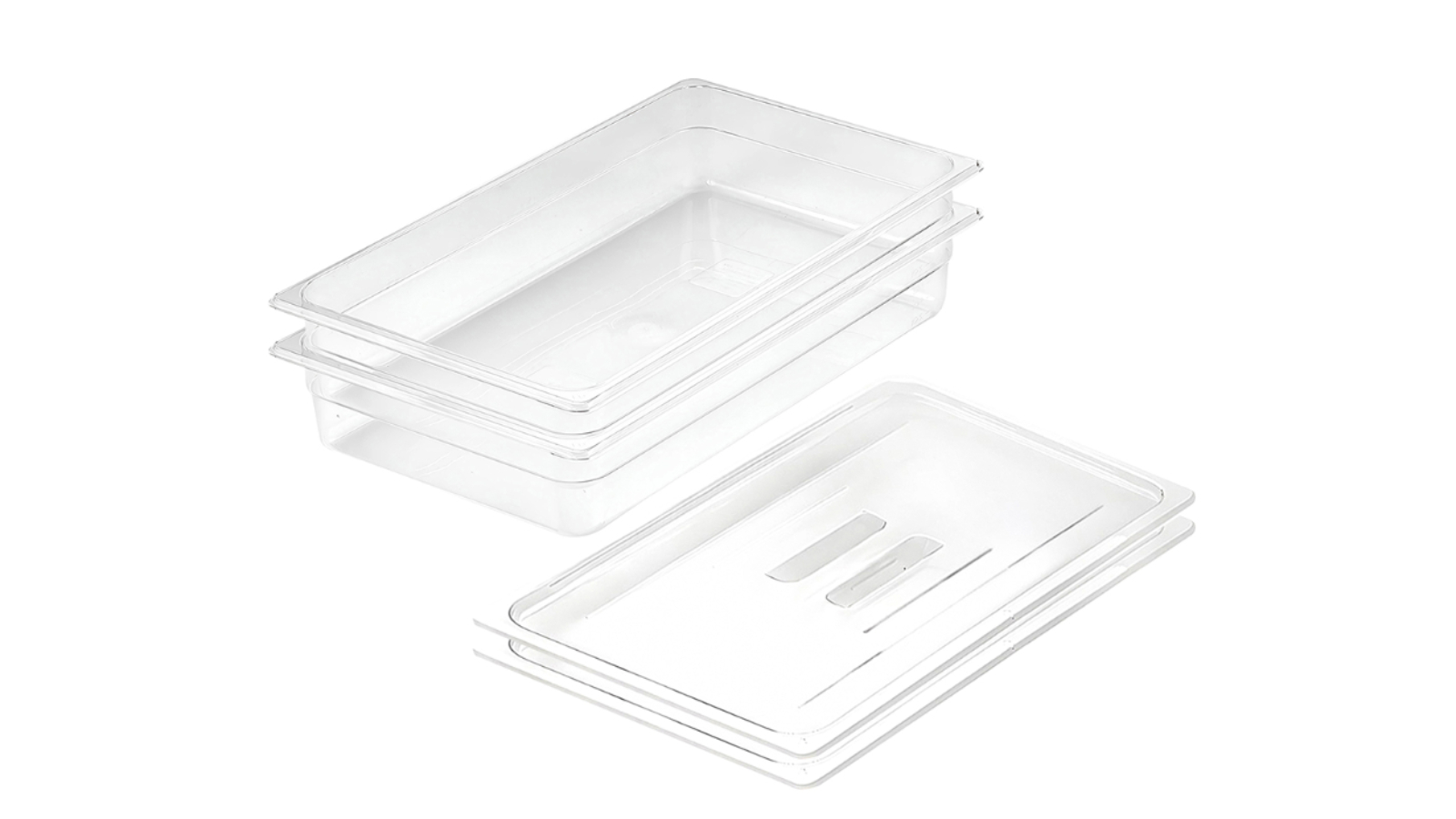 Soga Bundle of 2 Clear Gastronorm GN Pan 1/1 Food Tray Storage with Lid - 10cm 
