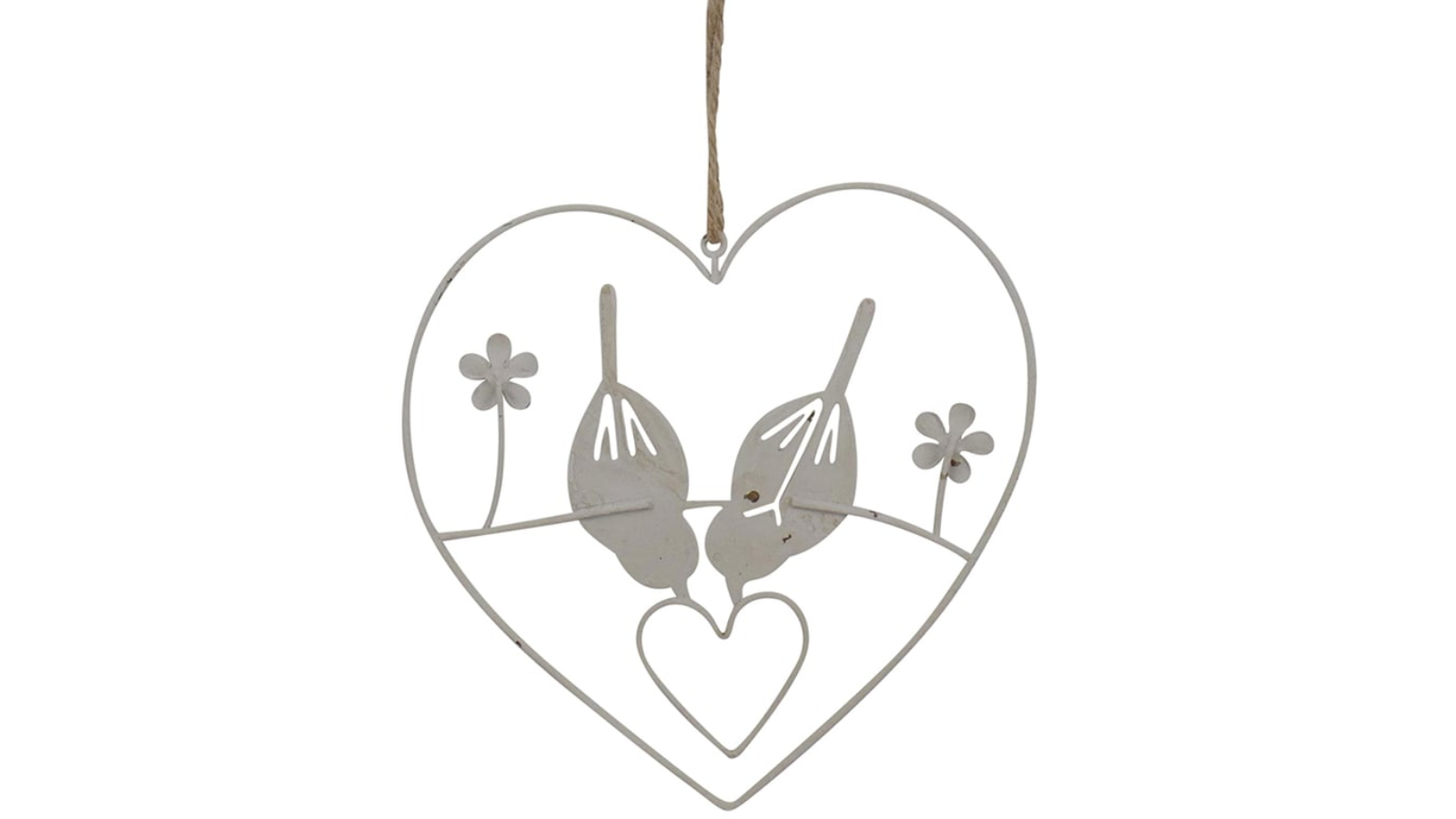 Rustic Hanging Lovebirds in Heart