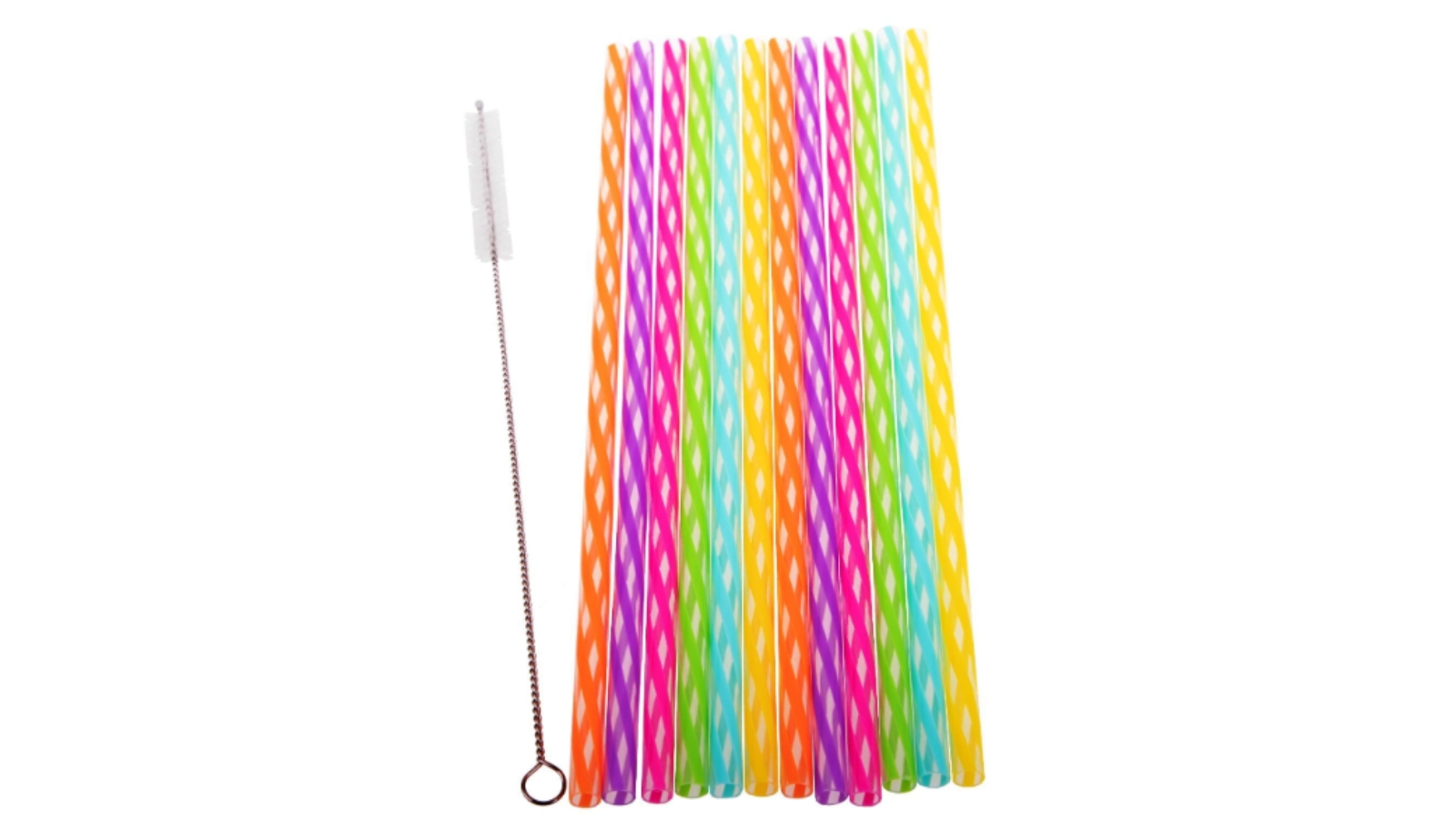 Appetito Reusable BPA Free Rainbow Party Straws - Set of 24