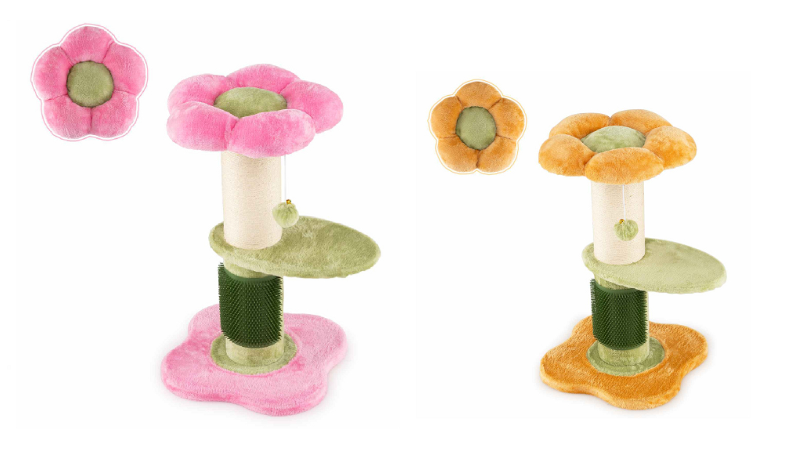 Costway 3-Tier Cat Flower Plush Tree with Padded Perch Scratching Post