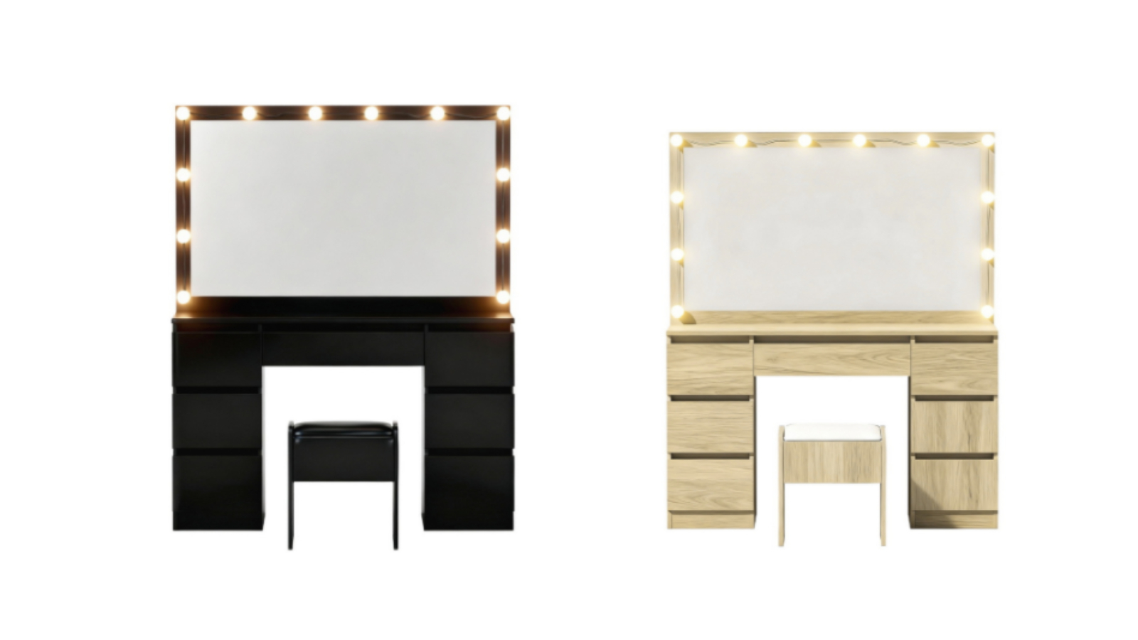 Artiss 12 Bulbs LED Dressing Table Vanity Set with Stool