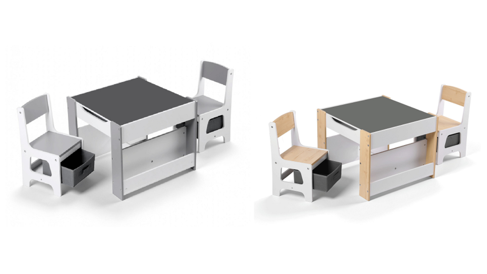 Keezi Kids 4-in-1 Table, Chairs Set with Bookcase and Storage Box