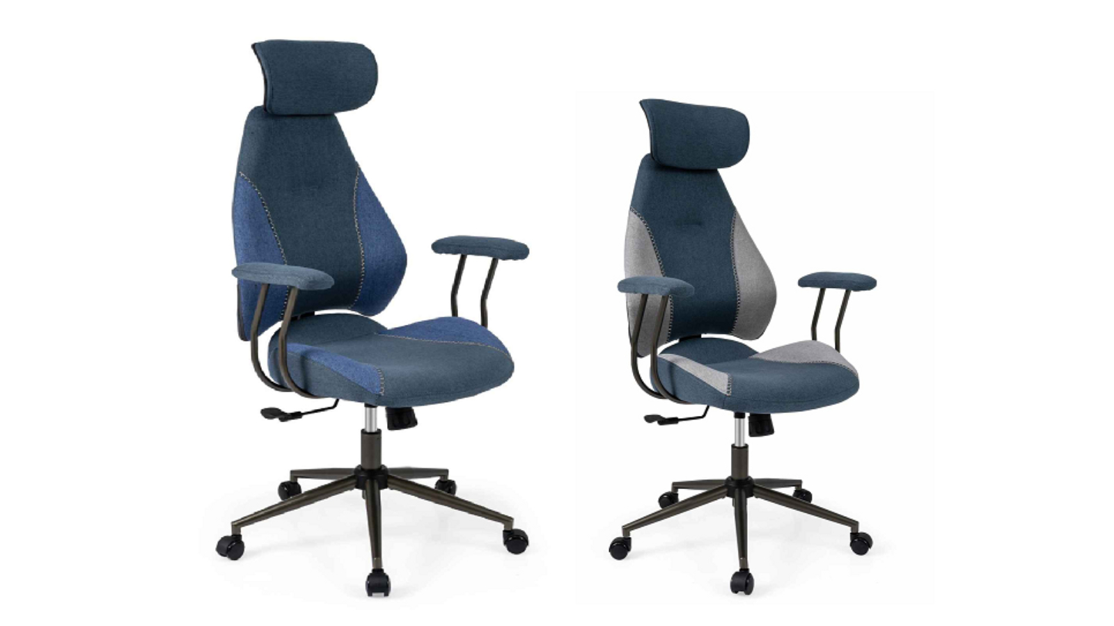 Costway Flax Fabric Ergonomic Armchair with 2D Headrest and Backrest