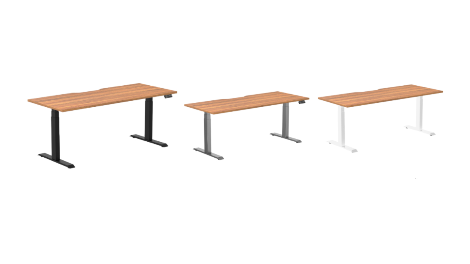 Desky Prime Oak Dual Scalloped Melamine Sit Stand Desk