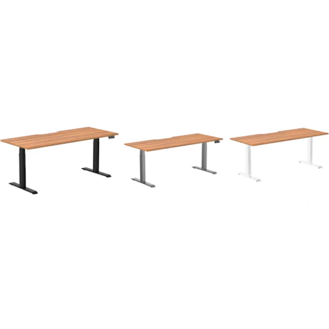 Desky Prime Oak Dual Scalloped Melamine Sit Stand Desk