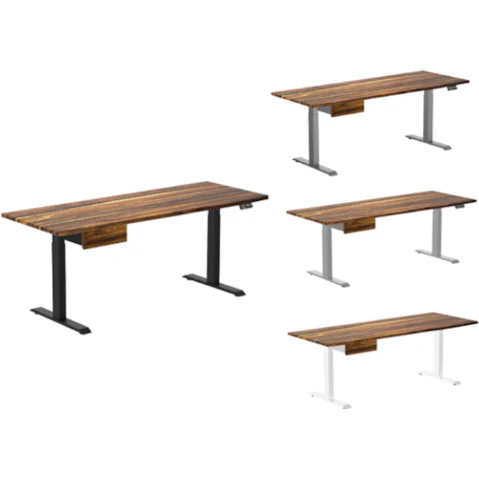 Desky Pheasantwood Dual Hardwood Standing Desk with Drawer