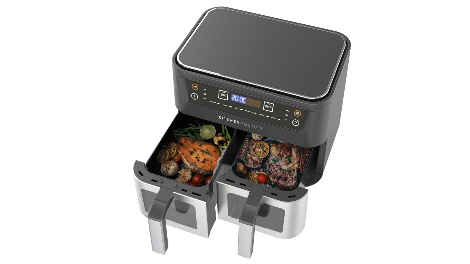 Kitchen Couture Dual View 2 x 5 Litre Air Fryer Harvey Norman