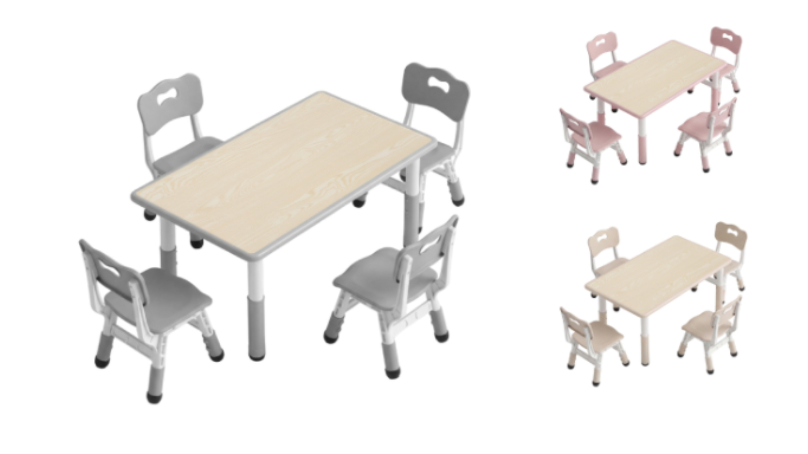 Playpals 120 x 60cm Kids Table and 4 Chairs Set