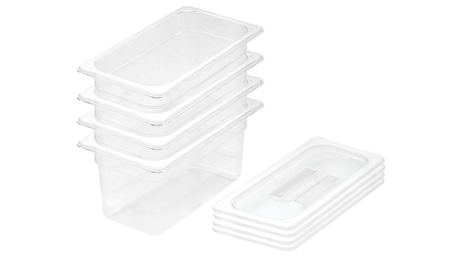 Soga Bundle of 4 with Lid Clear Gastronorm GN Pan 1/3 Food Tray Storage - 10cm