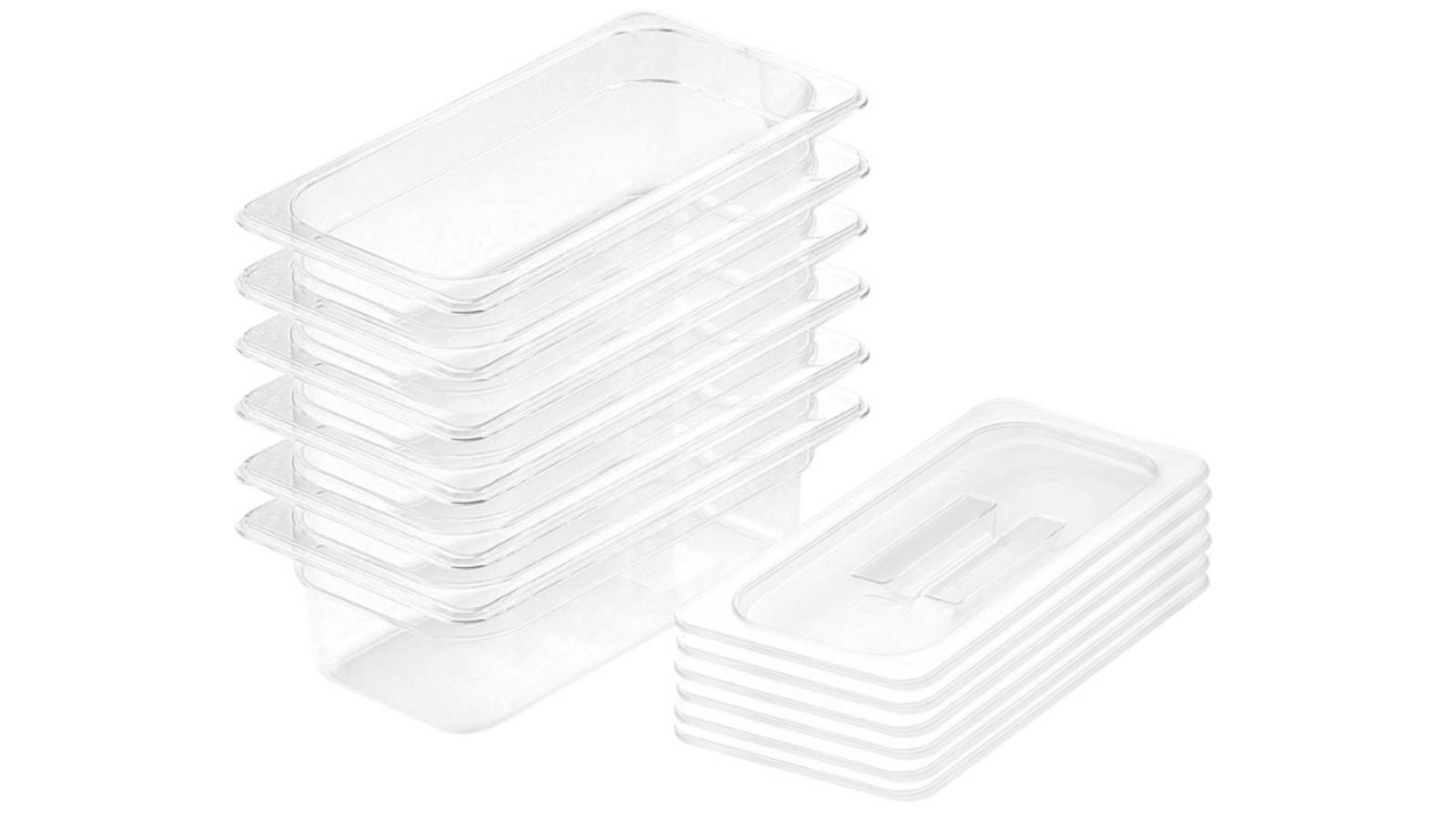 Soga Bundle of 6 with Lid Clear Gastronorm GN Pan 1/3 Food Tray Storage - 10cm