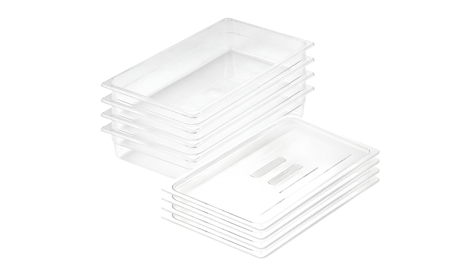 Soga Bundle of 4 Clear Gastronorm GN Pan 1/1 Food Tray Storage with Lid - 10cm