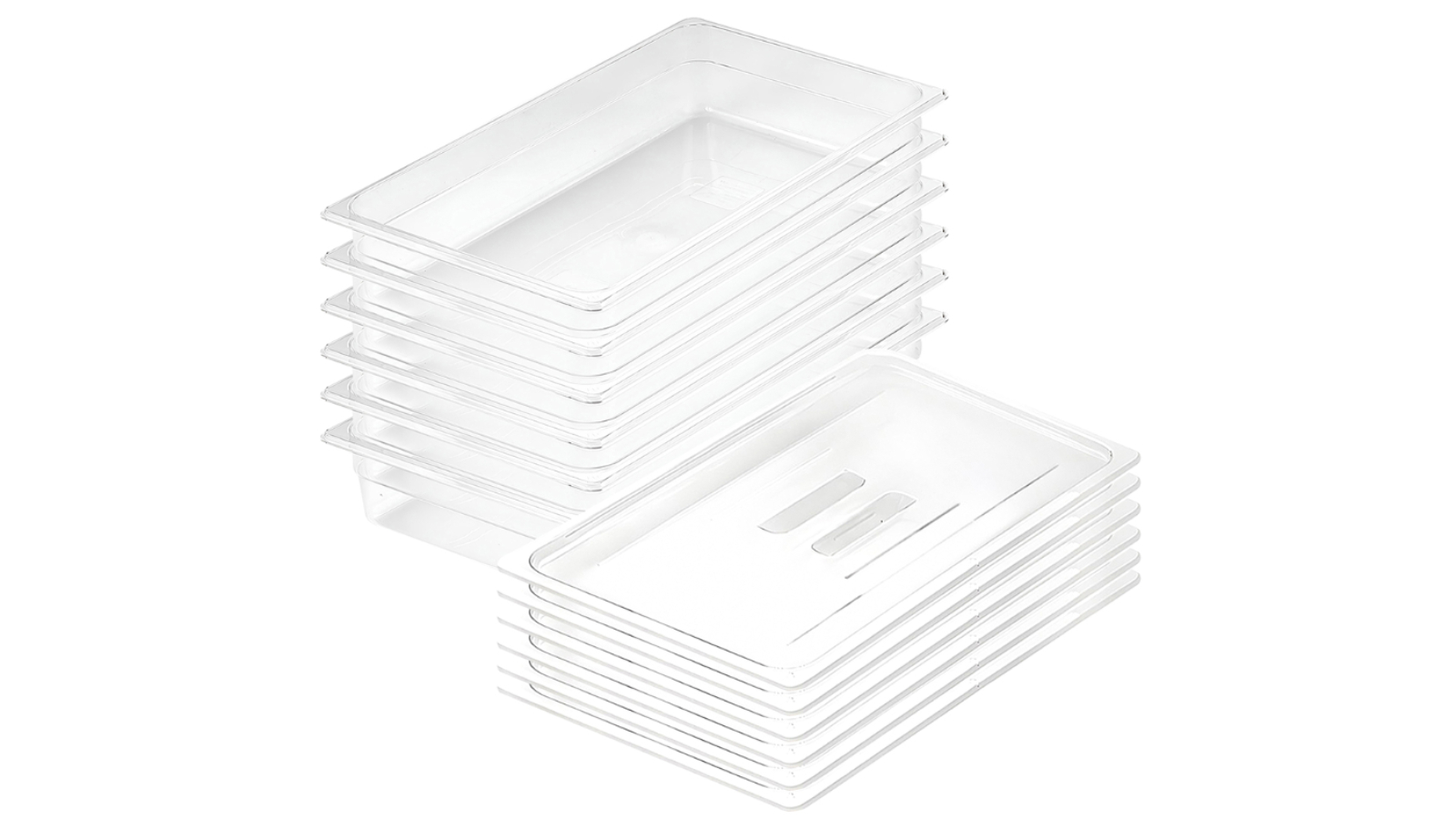 Soga Bundle of 6 Clear Gastronorm GN Pan 1/1 Food Tray Storage with Lid - 10cm