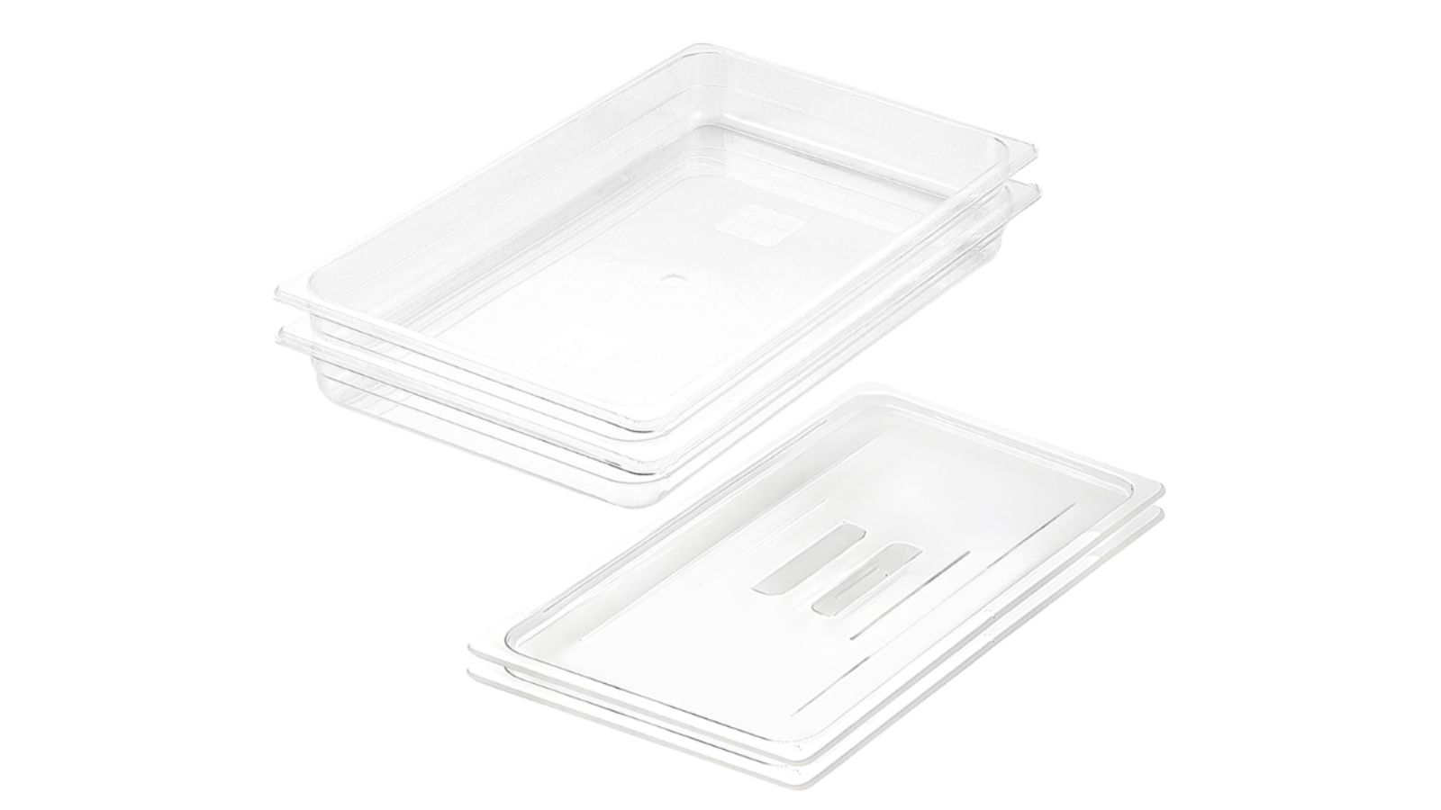 Soga Bundle of 2 Clear Gastronorm GN Pan 1/1 Food Tray Storage with Lid - 6.5cm
