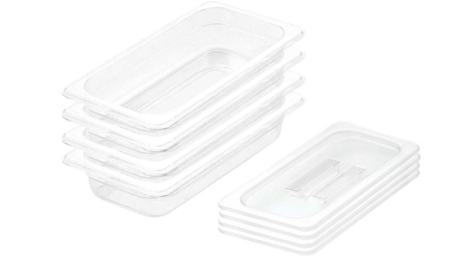 Soga Bundle of 4 with Lid Clear Gastronorm GN Pan 1/3 Food Tray Storage - 6.5cm