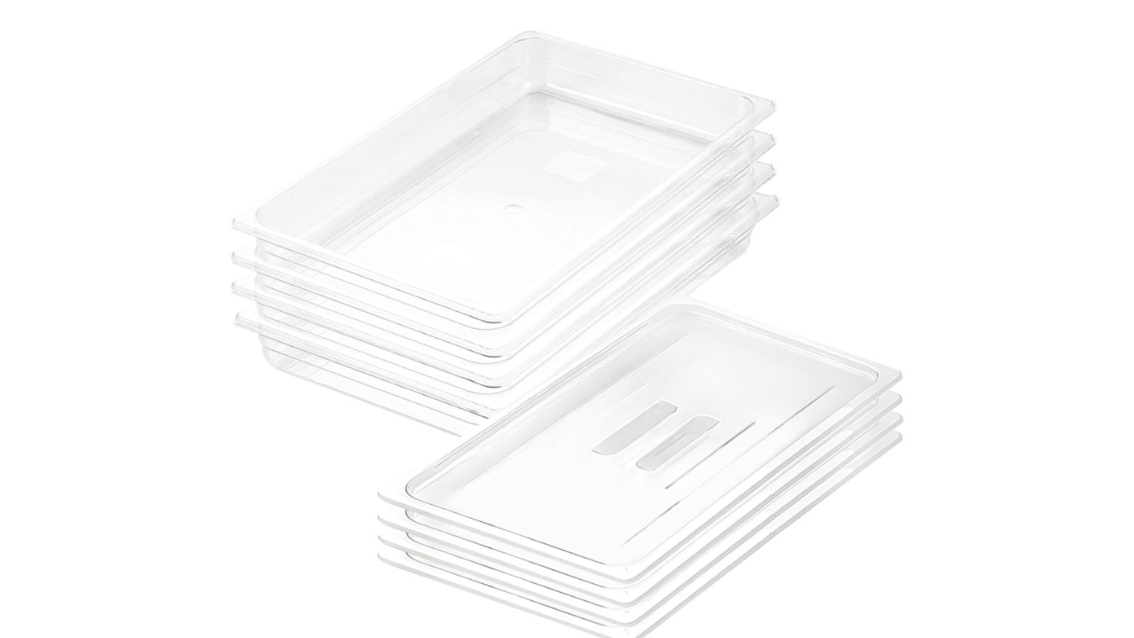 Soga Bundle of 4 Clear Gastronorm GN Pan 1/1 Food Tray Storage with Lid - 6.5cm 