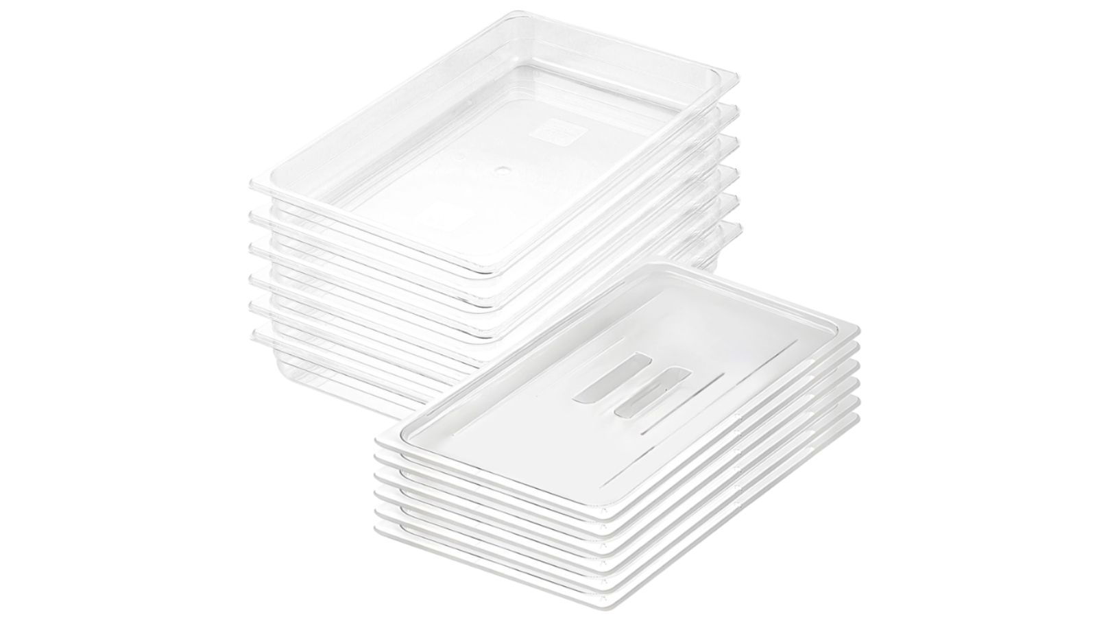 Soga Bundle of 6 Clear Gastronorm GN Pan 1/1 Food Tray Storage with Lid - 6.5cm