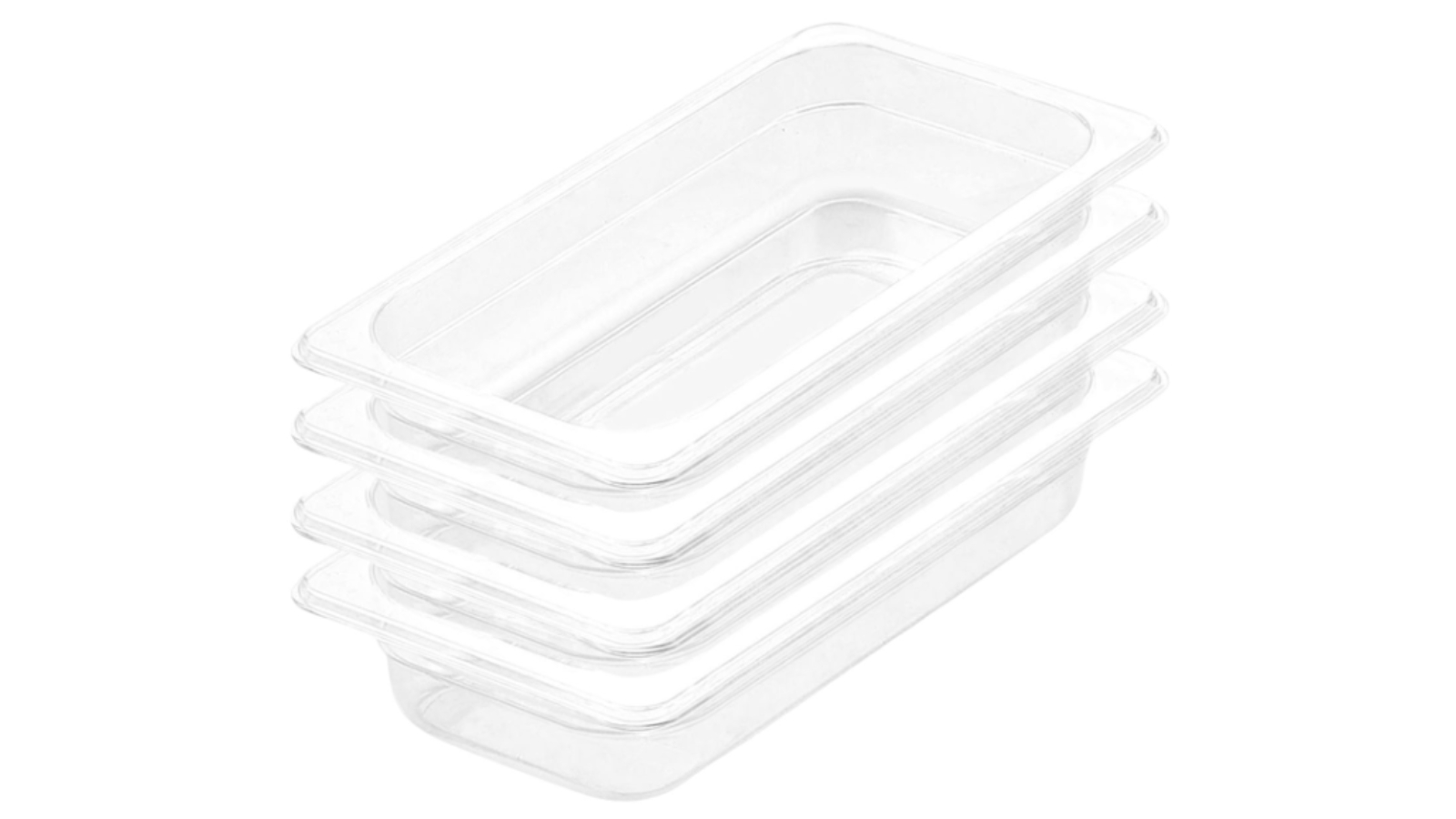 Soga Bundle of 4 Clear Gastronorm GN Pan 1/3 Food Tray Storage - 6.5cm