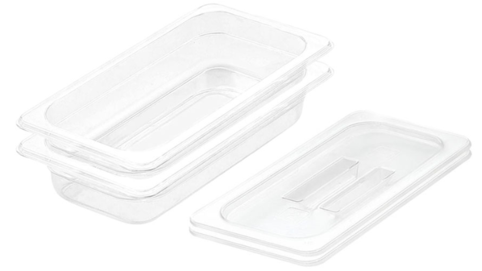Soga Bundle of 2 with Lid Clear Gastronorm GN Pan 1/3 Food Tray Storage - 6.5cm