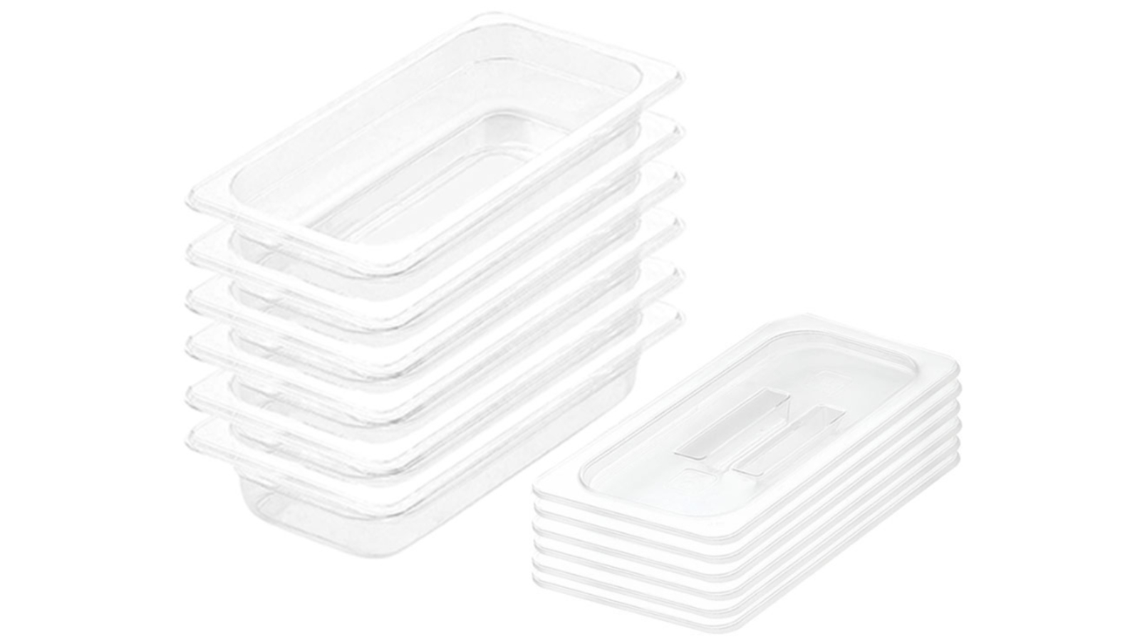 Soga Bundle of 6 with Lid Clear Gastronorm GN Pan 1/3 Food Tray Storage - 6.5cm