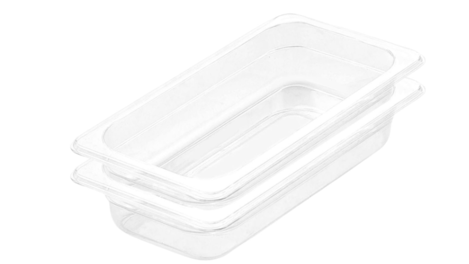 Soga Bundle of 2 Clear Gastronorm GN Pan 1/3 Food Tray Storage - 6.5cm