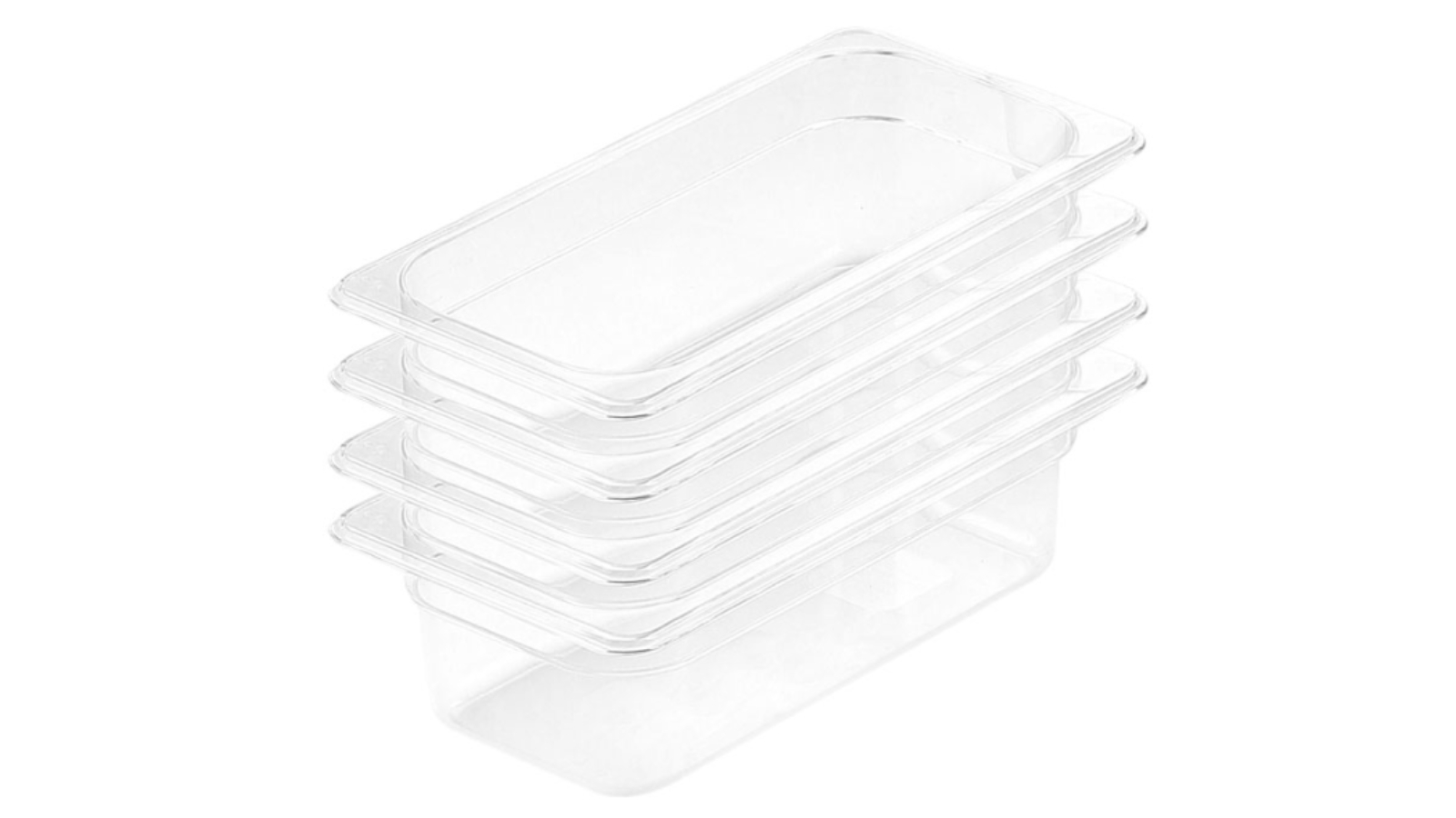Soga Bundle of 4 Clear Gastronorm GN Pan 1/3 Food Tray Storage - 10cm