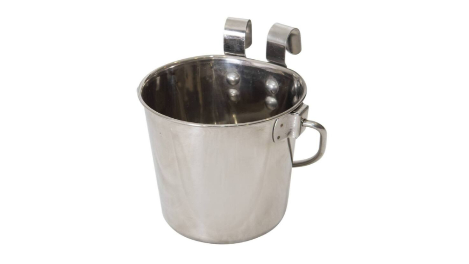 YES4PETS Set of 2 Stainless Steel Bowl Flat Sided Bucket with Riveted Hook Pet Feeder  - 2.8 Litre 