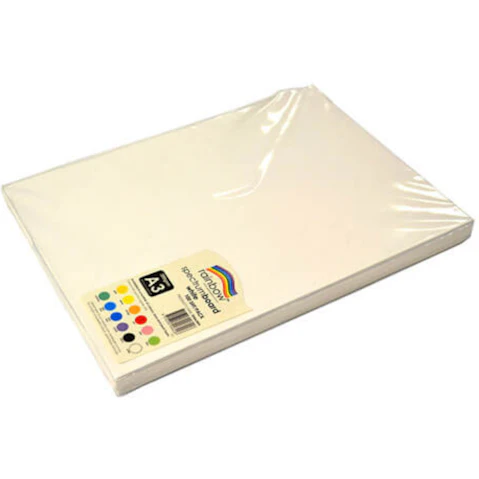 Rainbow Pack of 100 Spectrum A3 200gsm Cardboard - White