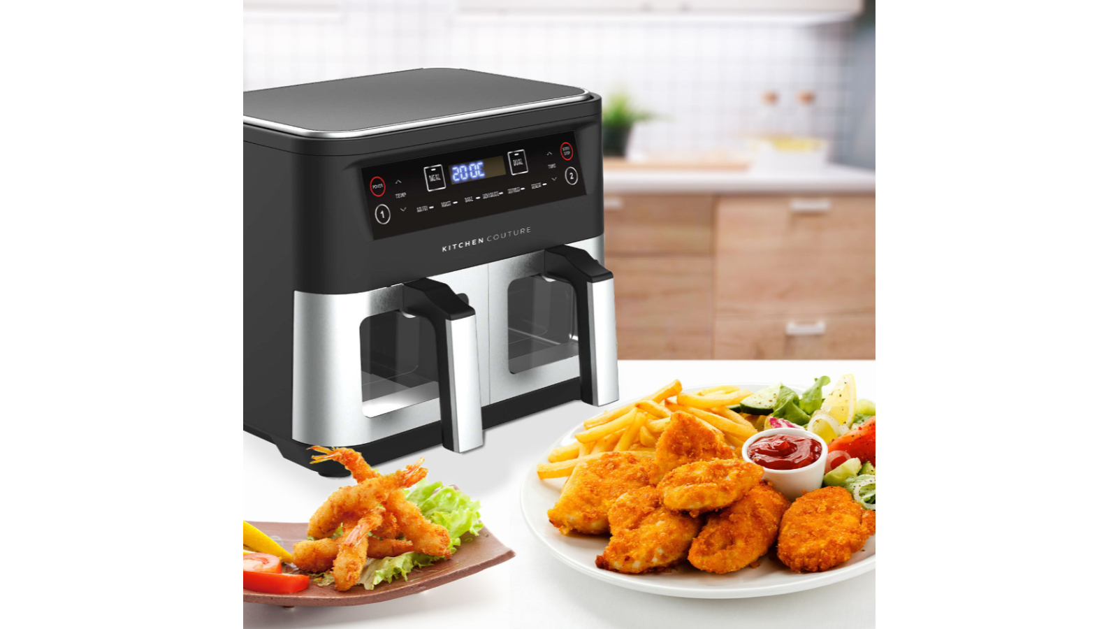 Kitchen Couture Dual View 2 x 5 Litre Air Fryer Harvey Norman
