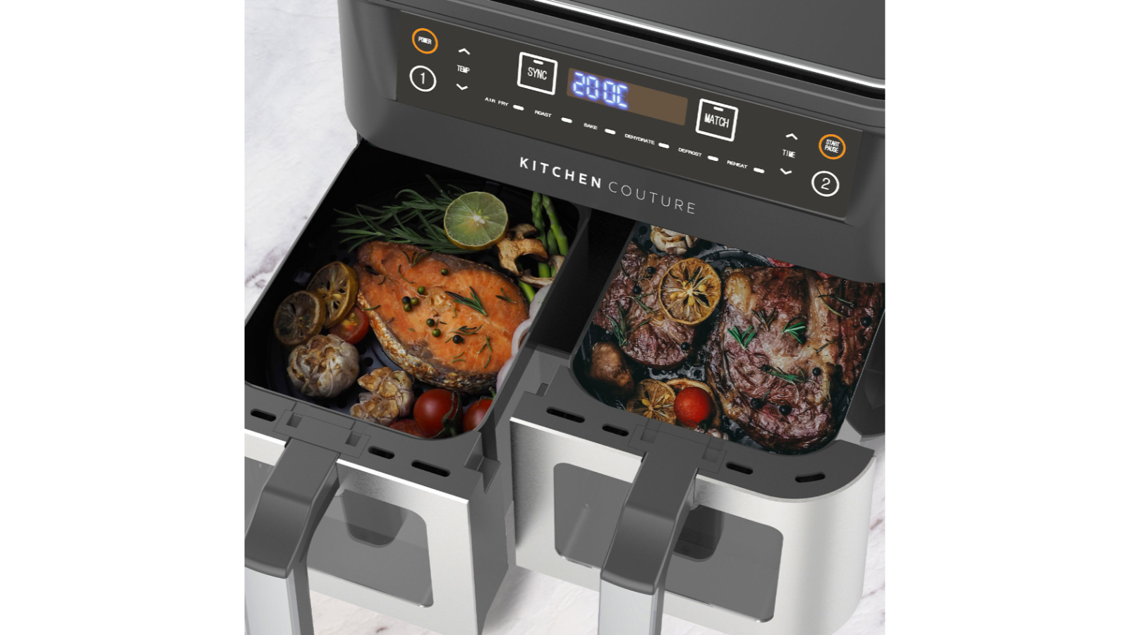 Kitchen Couture Dual View 2 x 5 Litre Air Fryer Harvey Norman