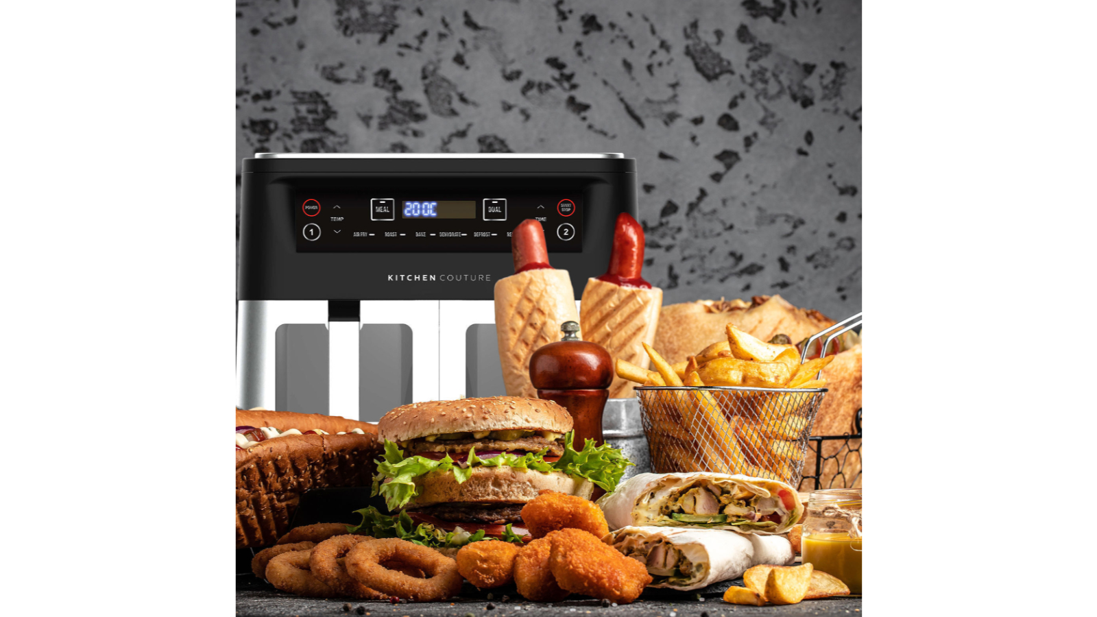 Kitchen Couture Dual View 2 x 5 Litre Air Fryer Harvey Norman