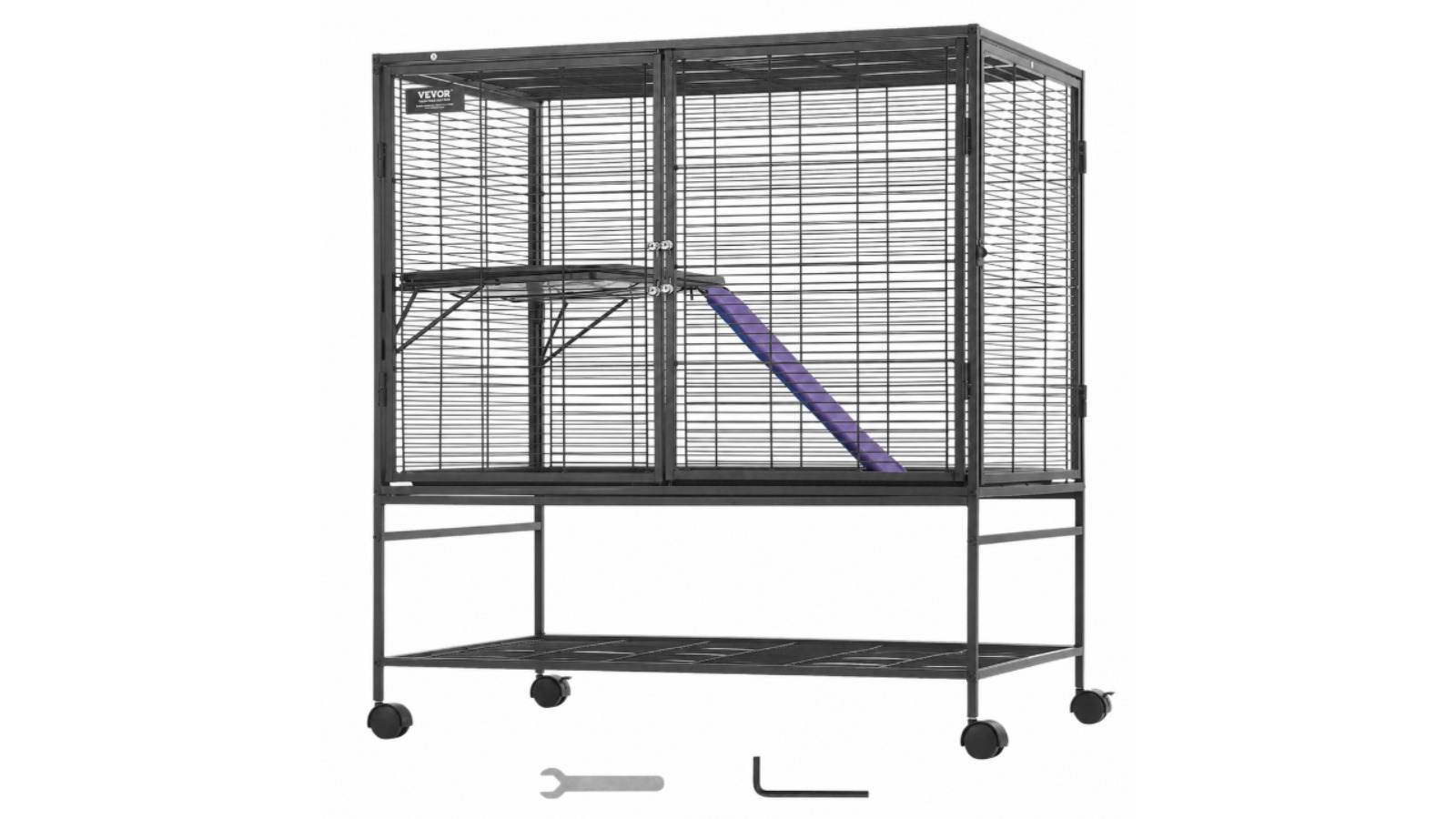 Pretty & Practical 39-inch Rolling Metal Animal Cage with Ramps and Tray