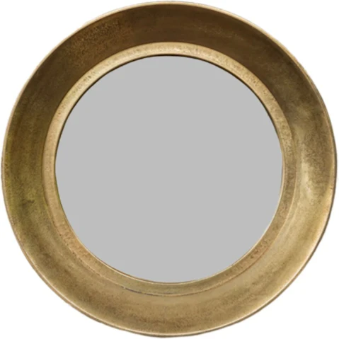 SSH Collection Antique Brass Zandra Wide Round Wall Mirror - 61cm